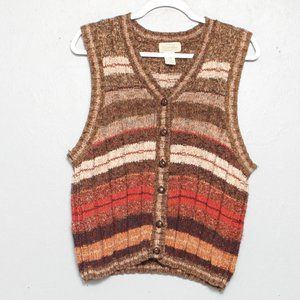 St John’s Bay Vintage Striped Wide Rib Button-Up Sweater Vest